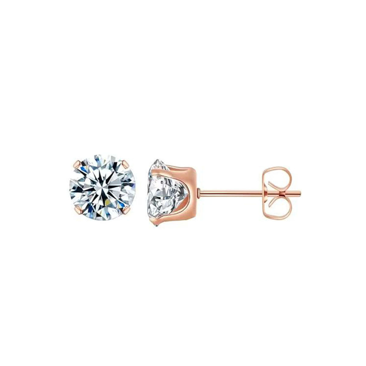 Four-Claw Zircon Stud Earrings — Elegant Sparkle, Everyday Wear