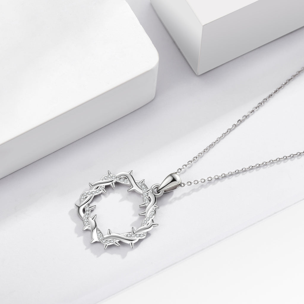 Diamond-Encrusted Thorn Ring Necklace