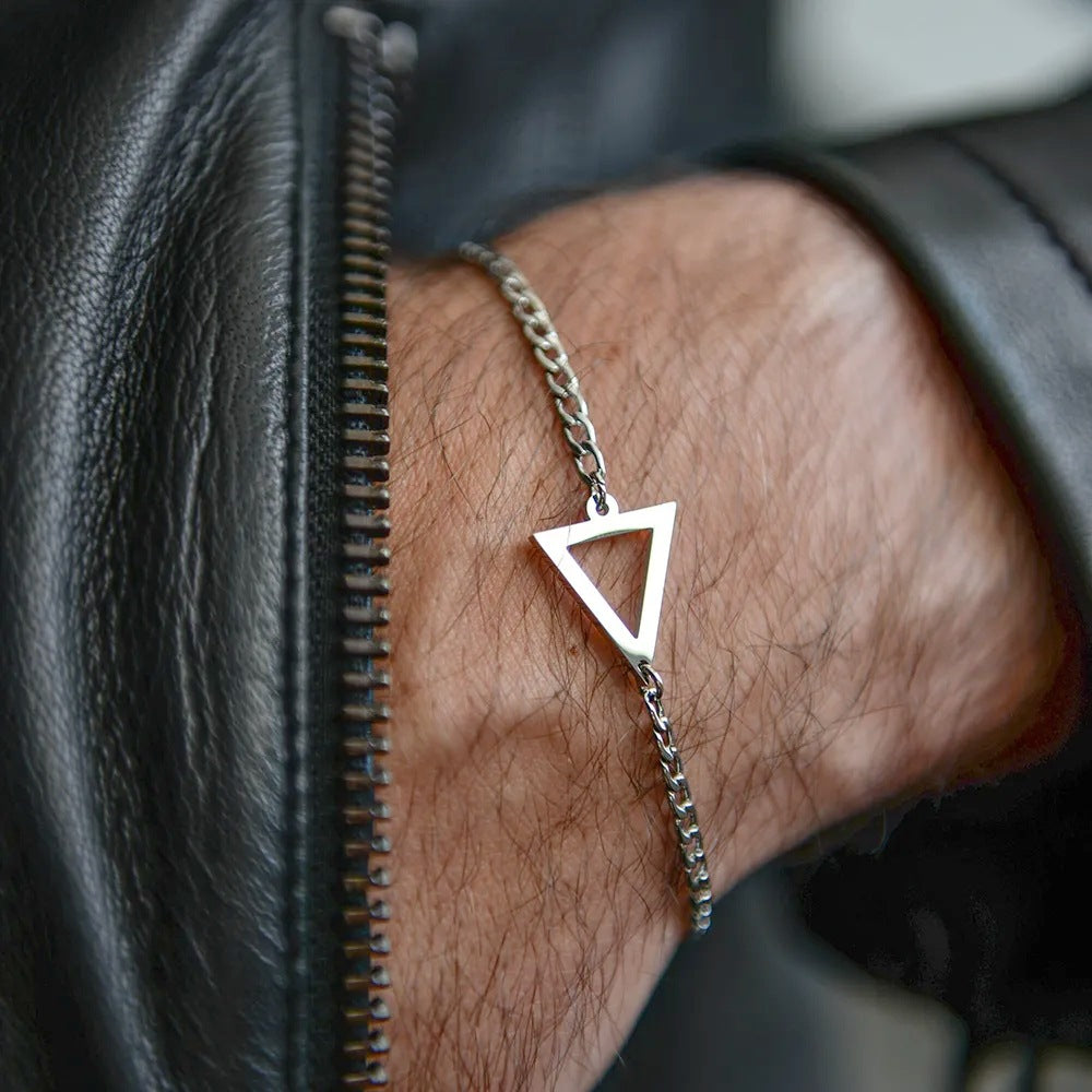 Geometric stainless steel triangle NK chain bracelet men hip hop cross love charm bracelet for women