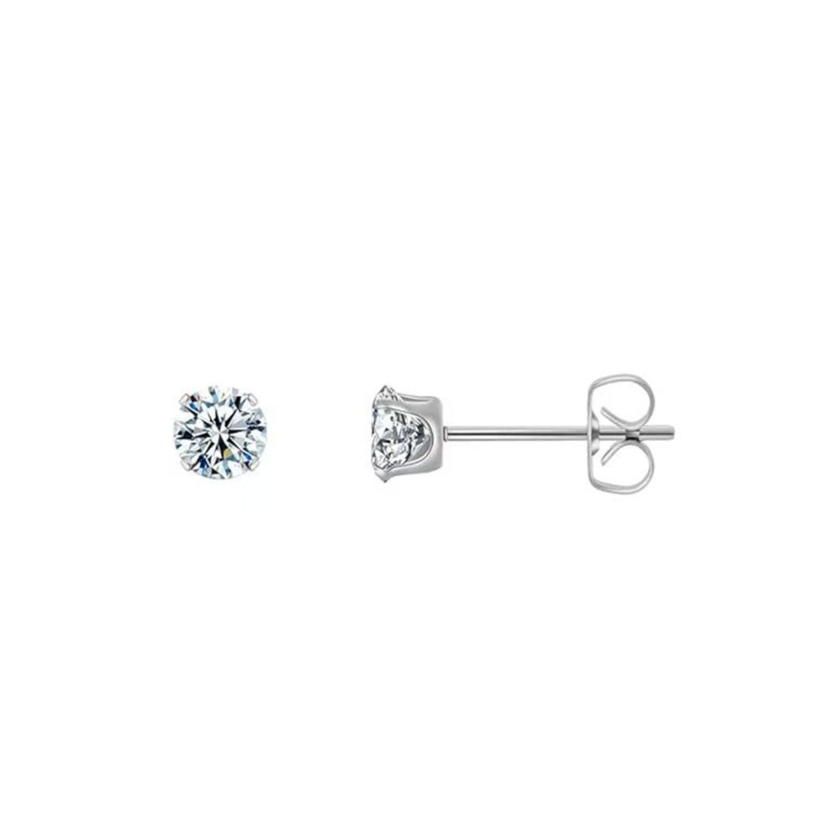 Four-Claw Zircon Stud Earrings — Elegant Sparkle, Everyday Wear