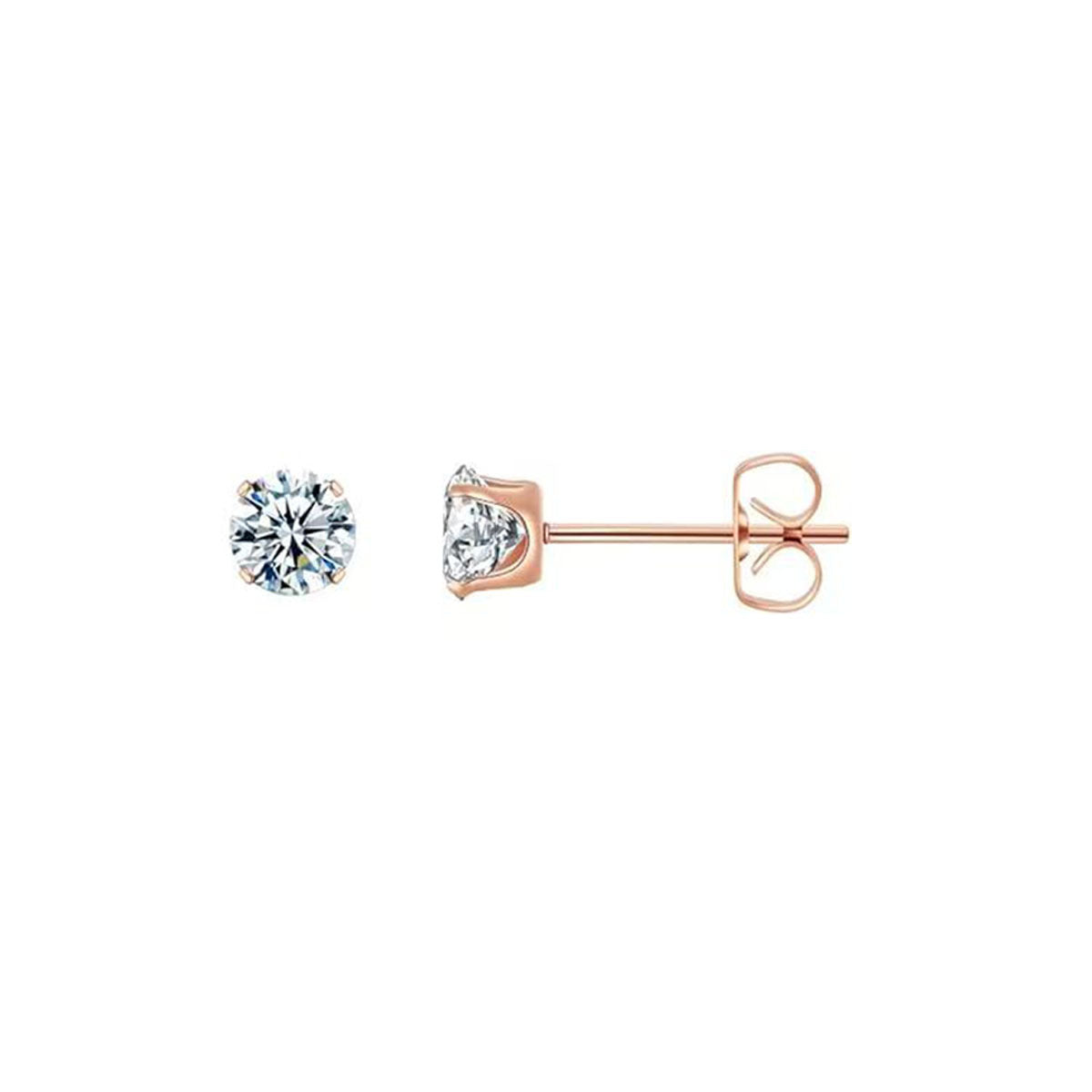 Four-Claw Zircon Stud Earrings — Elegant Sparkle, Everyday Wear