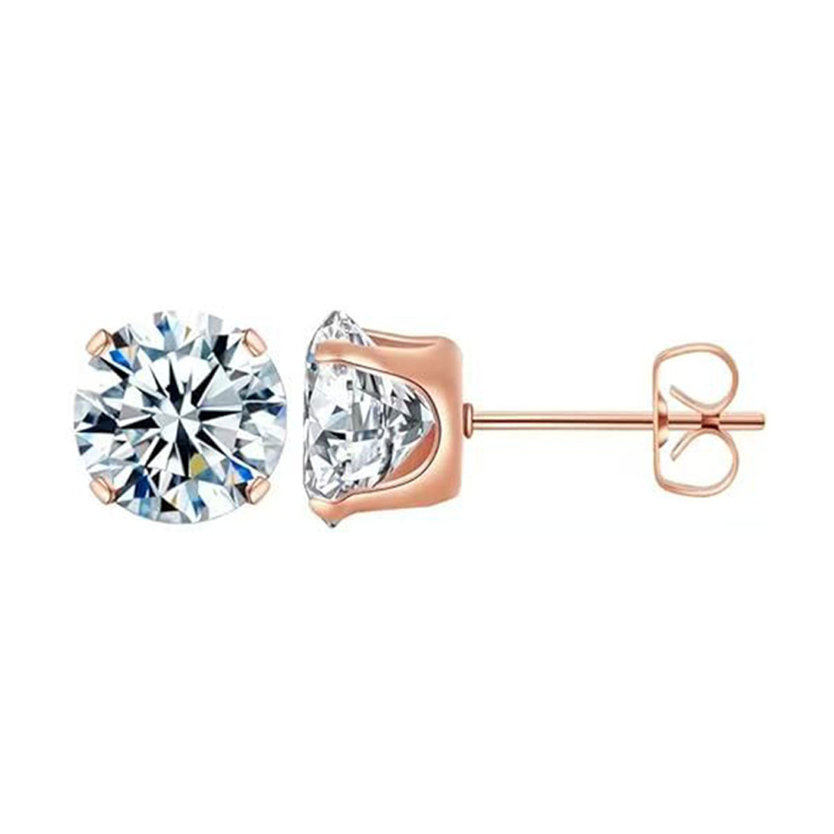 Four-Claw Zircon Stud Earrings — Elegant Sparkle, Everyday Wear