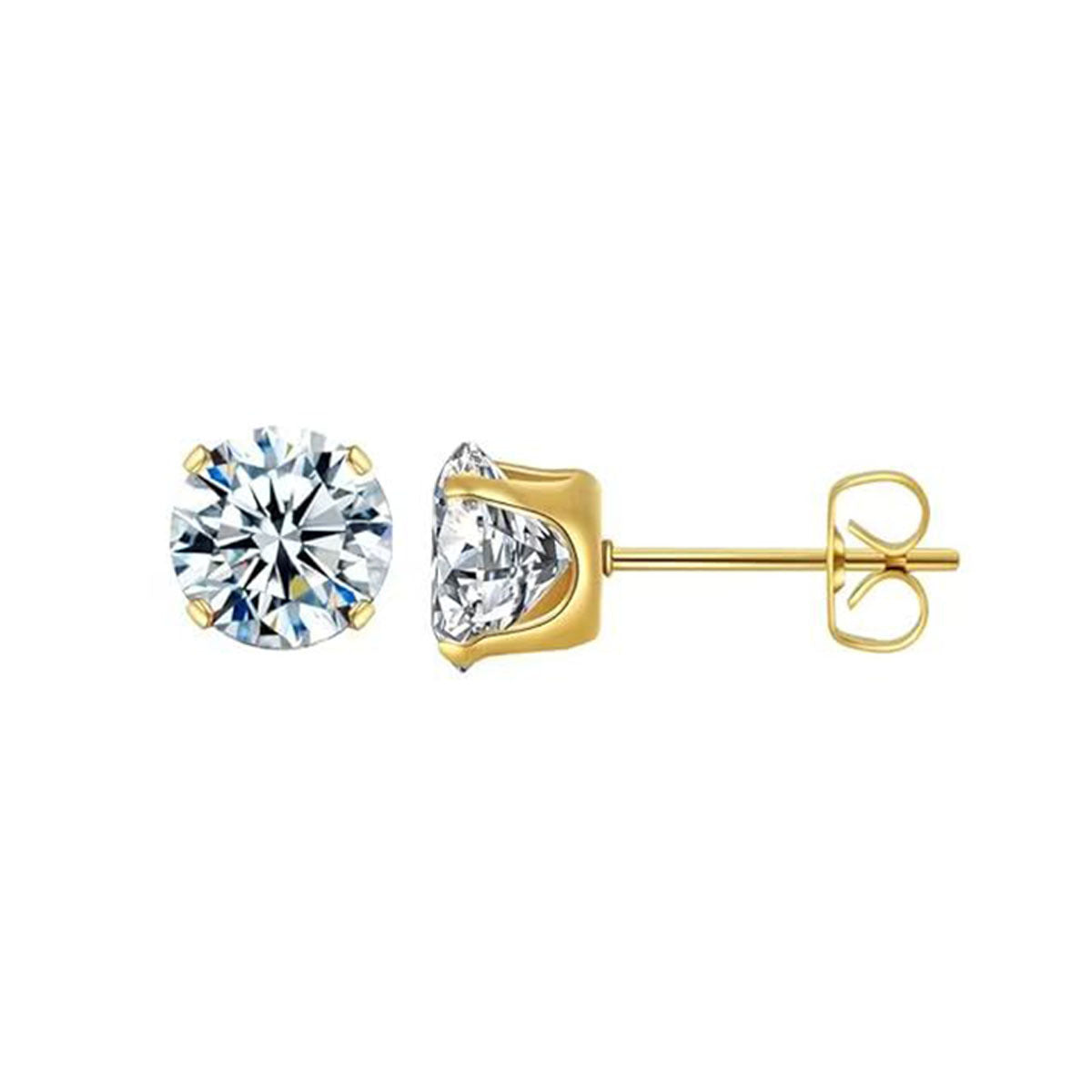 Four-Claw Zircon Stud Earrings — Elegant Sparkle, Everyday Wear