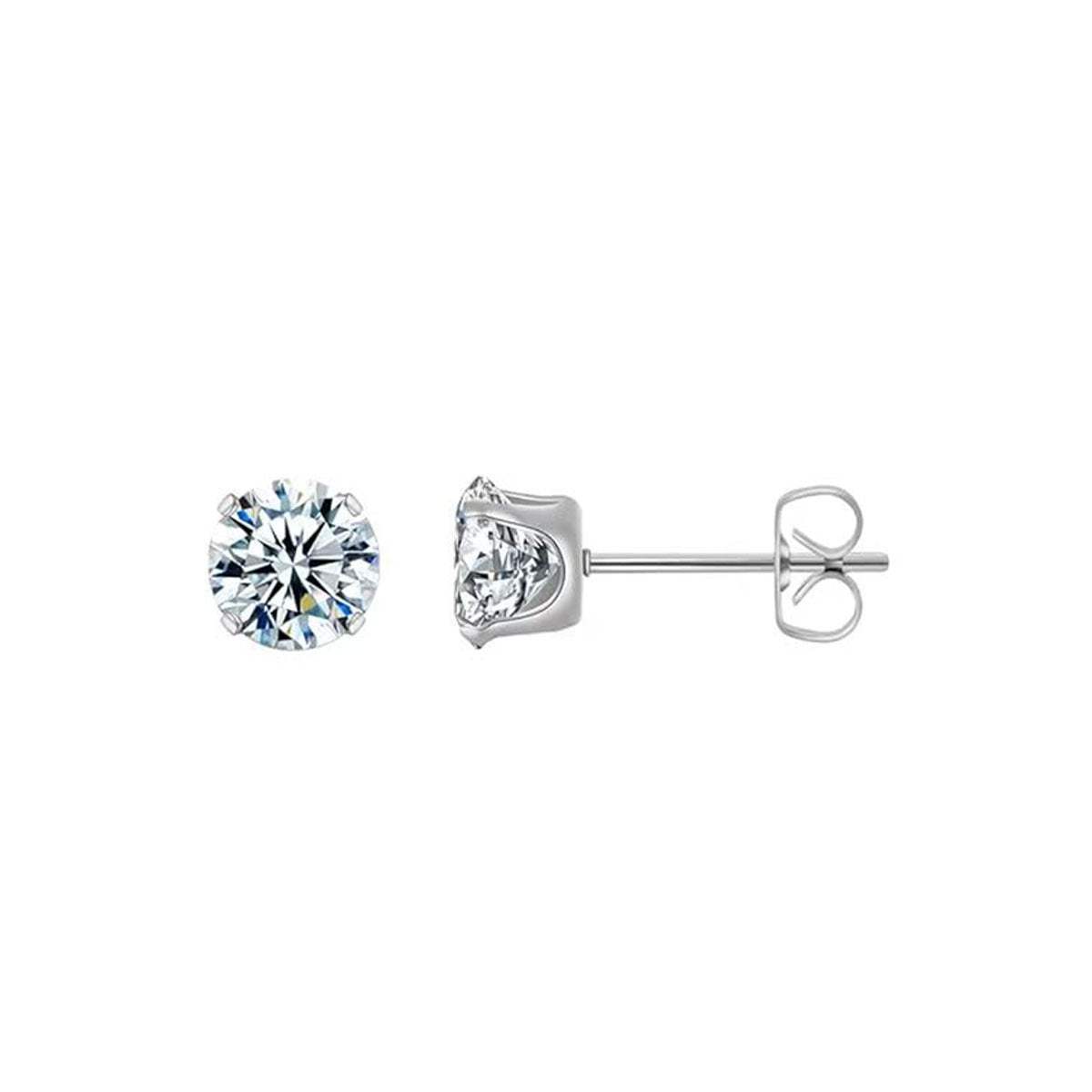 Four-Claw Zircon Stud Earrings — Elegant Sparkle, Everyday Wear