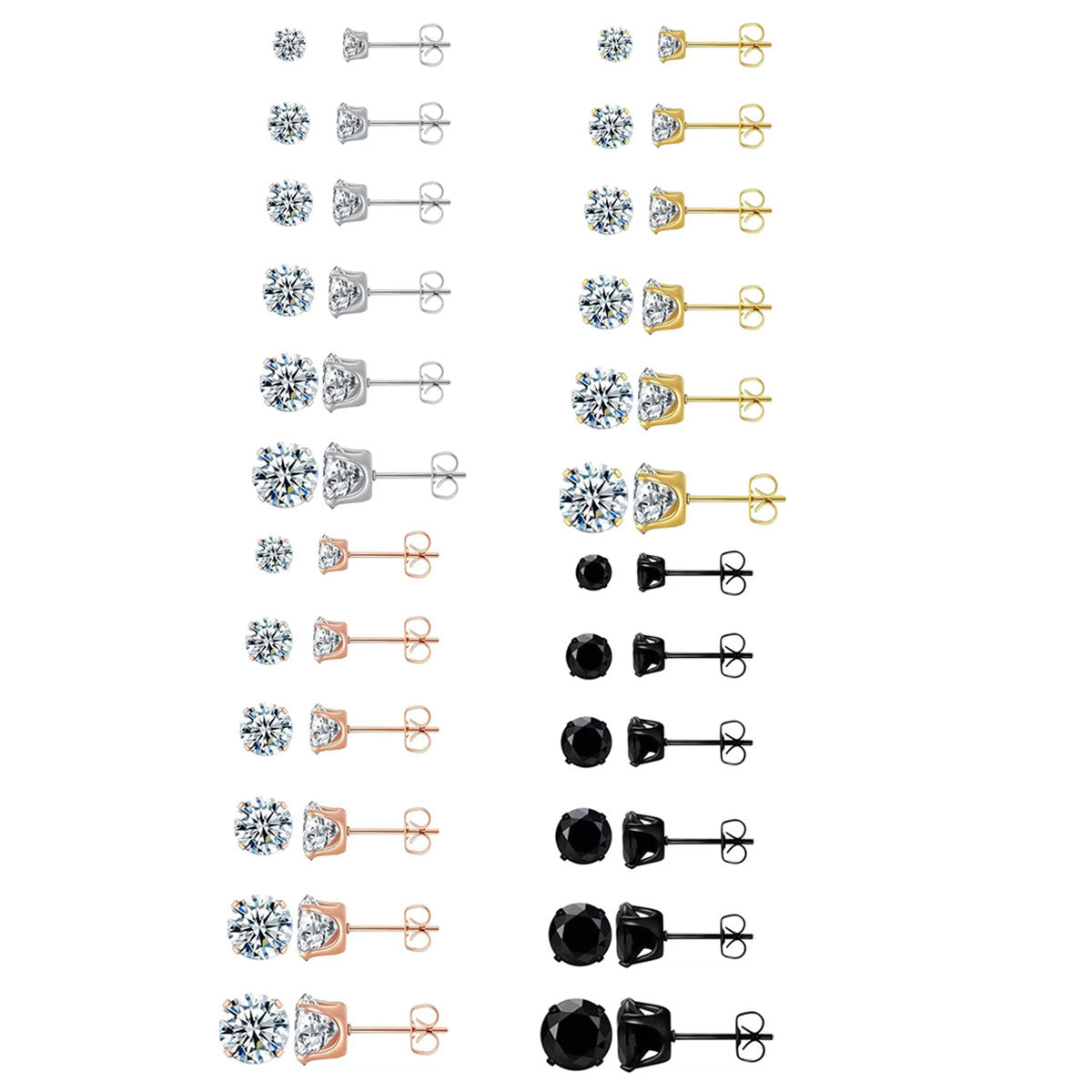Four-Claw Zircon Stud Earrings — Elegant Sparkle, Everyday Wear