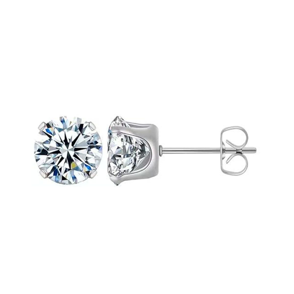 Four-Claw Zircon Stud Earrings — Elegant Sparkle, Everyday Wear