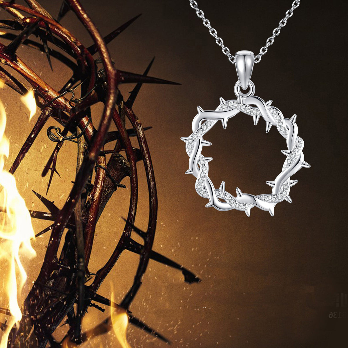 Diamond-Encrusted Thorn Ring Necklace