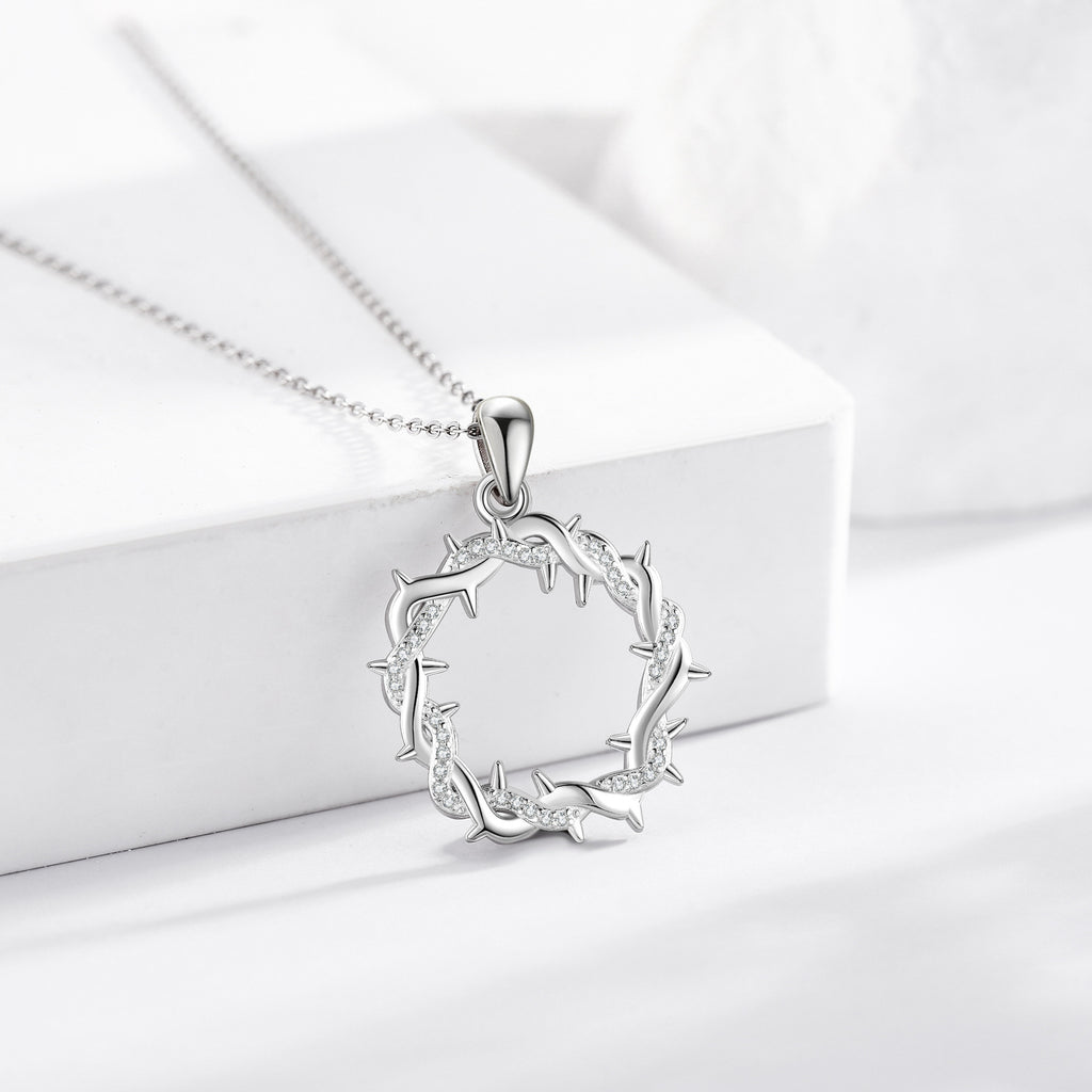 Diamond-Encrusted Thorn Ring Necklace