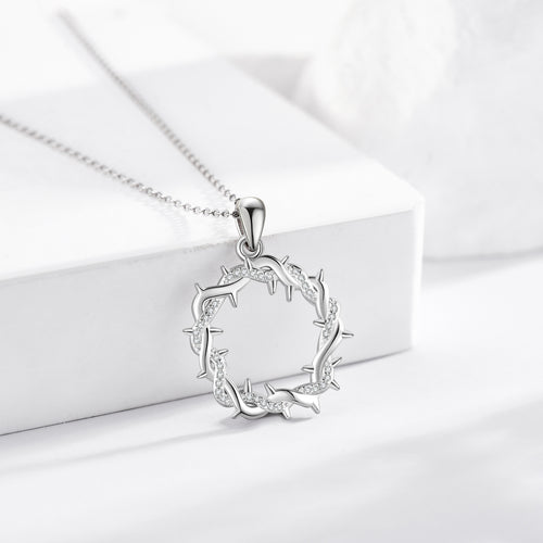 Diamond-Encrusted Thorn Ring Necklace