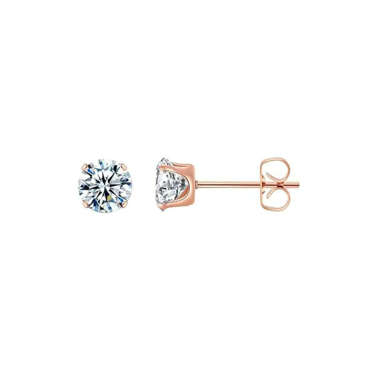 Four-Claw Zircon Stud Earrings — Elegant Sparkle, Everyday Wear