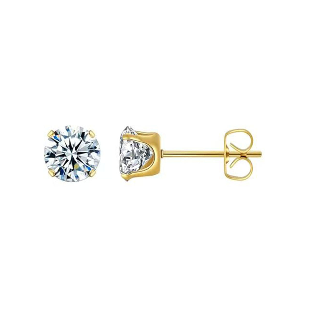 Four-Claw Zircon Stud Earrings — Elegant Sparkle, Everyday Wear