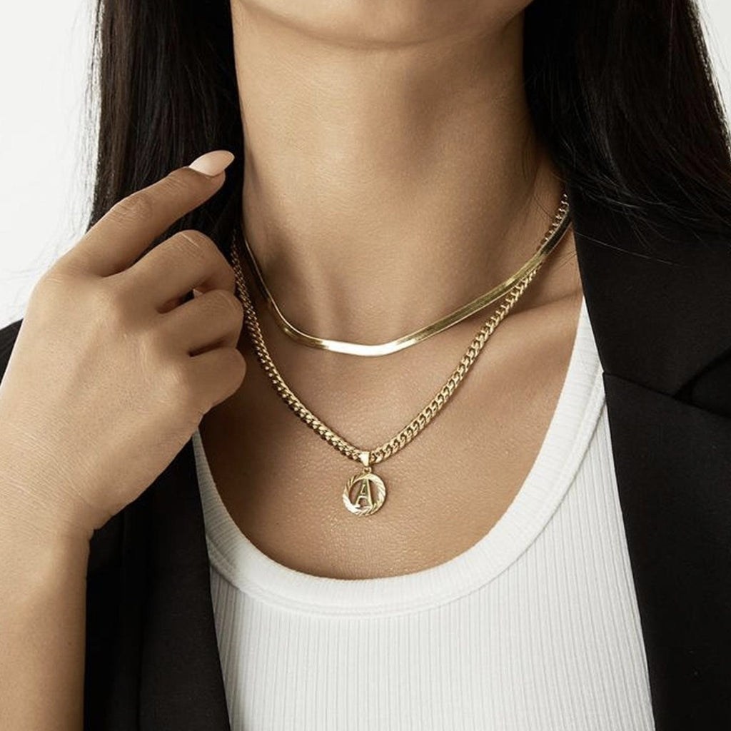 Hollow Letter Pendant Necklace